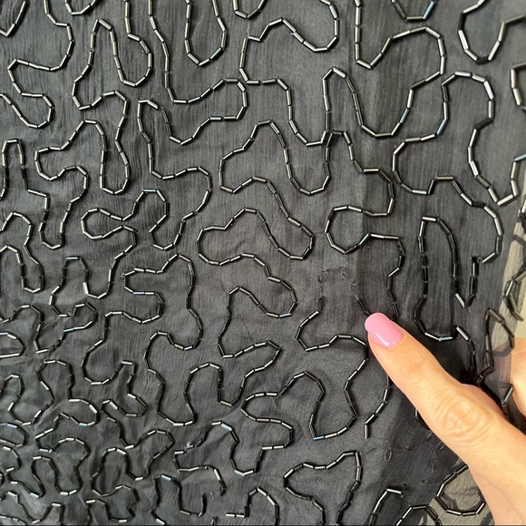 Vintage Sequin 100% Silk Peacock Green Blue Top Blouse - Picture 13 of 15